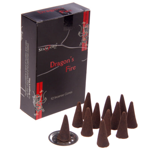 37180 Stamford Black Incense Cones Dragons Fire Box
