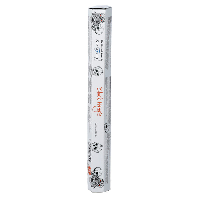 Incense stick packaging with 'Black Magic' branding on a white background