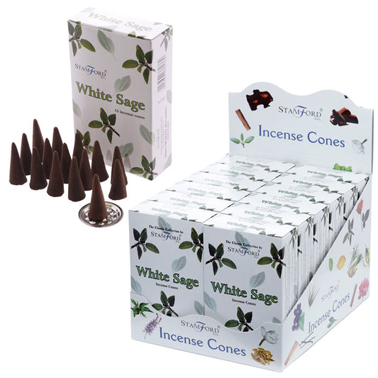 Incense cones next to boxes for these on a white background