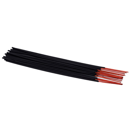 Set of black arrows with red fletchings on a white background