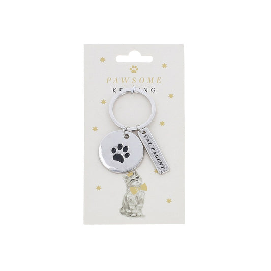 Keychain with paw print design on a white background
