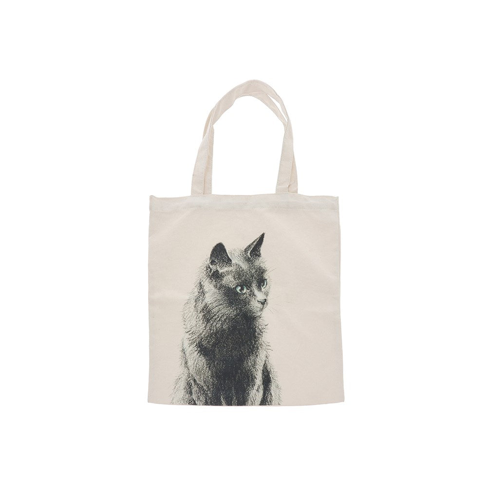 Tote bag with a cat design on a white background