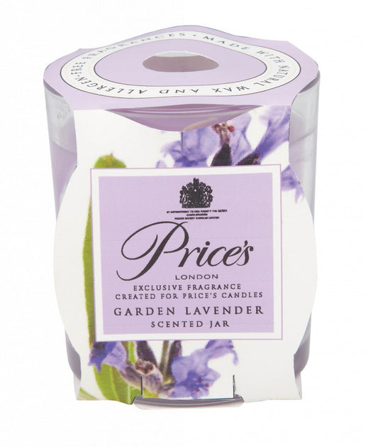 Garden Lavender scented jar with Price's London branding on a white background
