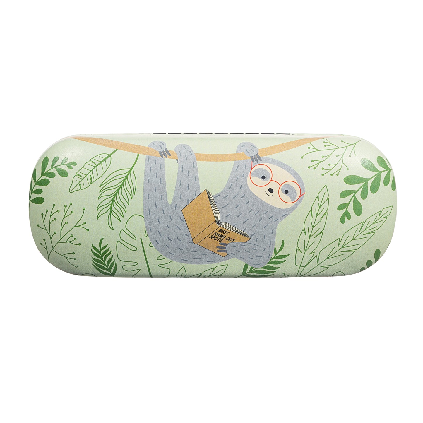 Sunglasses case with a sloth design on a white background