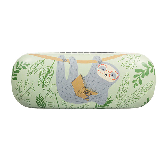 Sunglasses case with a sloth design on a white background