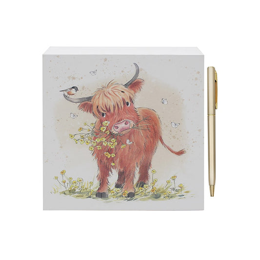 Memo block with highland cow
