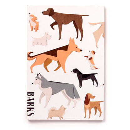 Notebook with dog illustrations on a white background