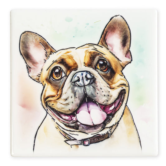 Ceramistone Magnet - French Bulldog Dog on a white background