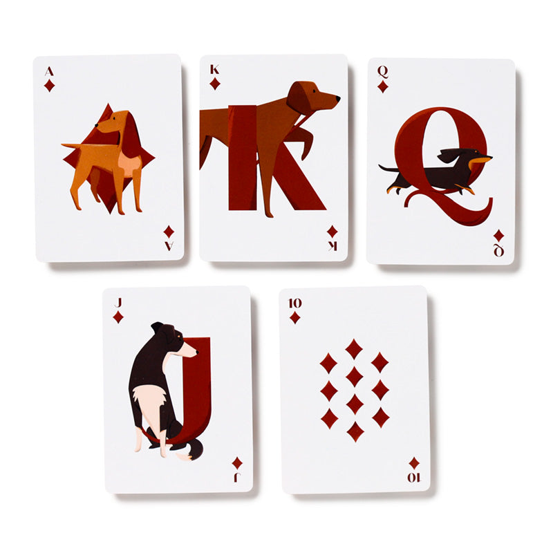 Set of playing cards with animal illustrations on a white background