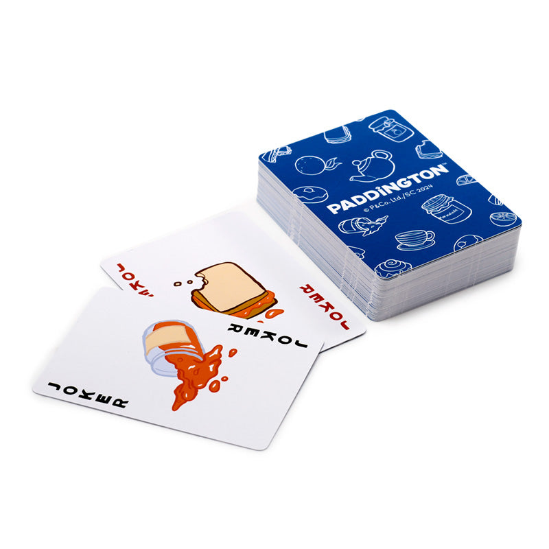 Playing cards with Paddington Bear design on a white background
