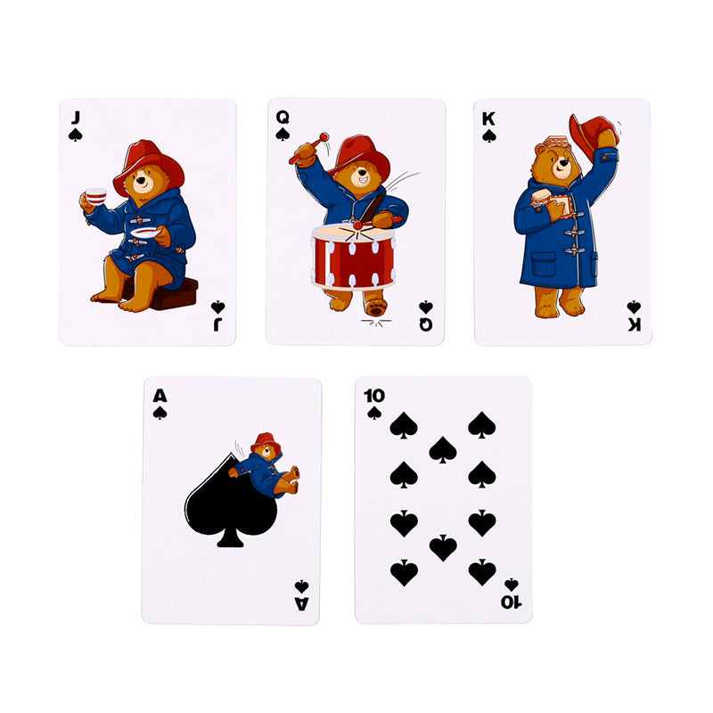 Set of playing cards featuring a bear in various poses on a white background
