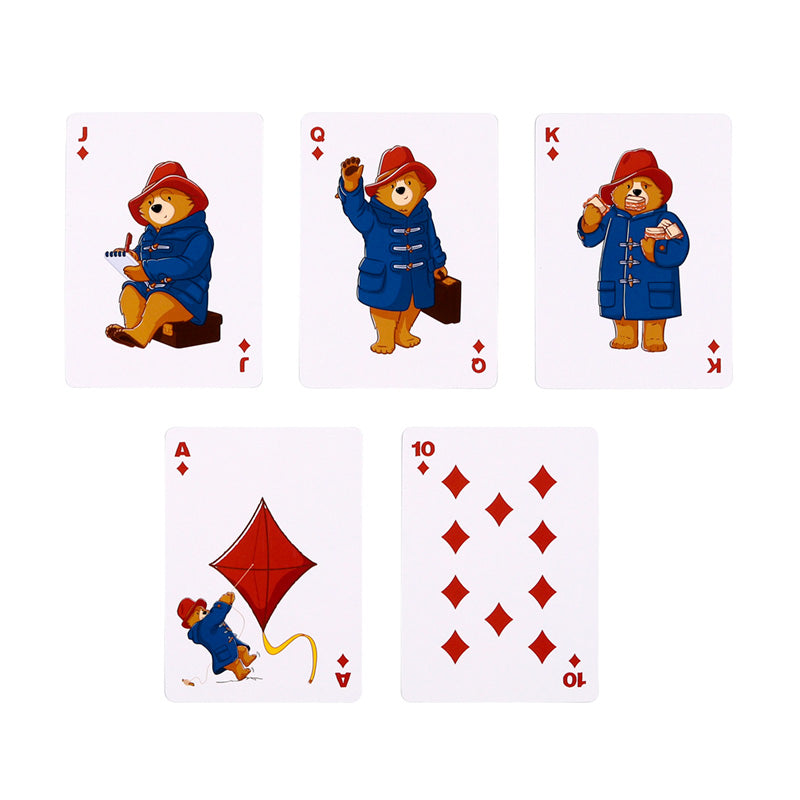 Set of playing cards featuring a bear character in various poses on a white background