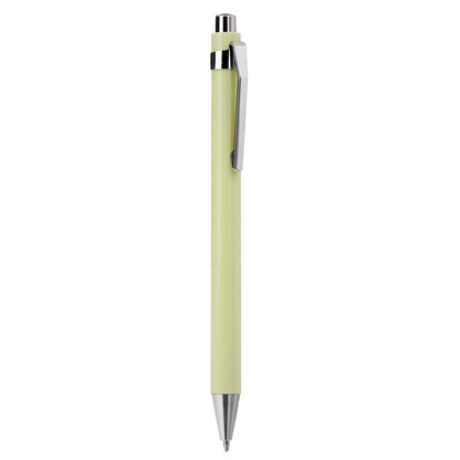 Light green pen with silver accents on a white background