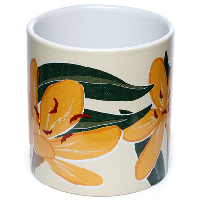 Mug with floral design on a white background