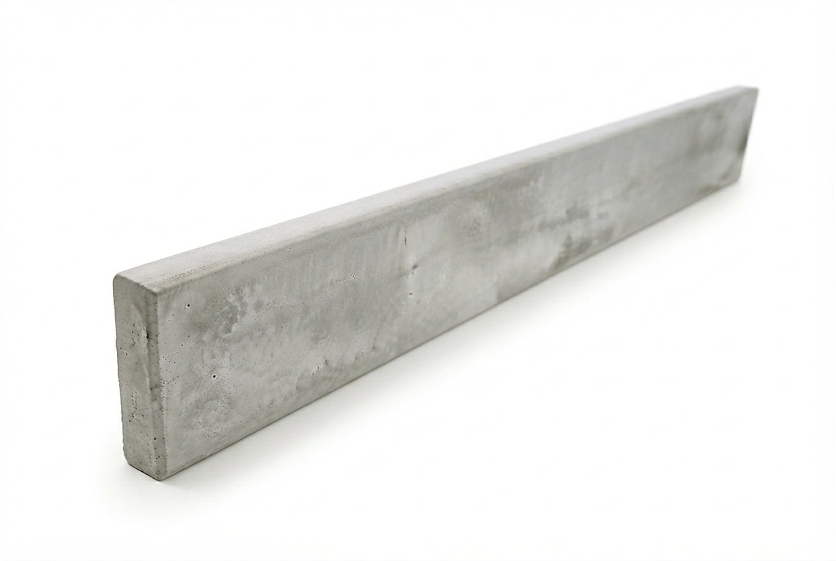 A long, rectangular gray concrete or stone slab shown at an angle on a clean white background.