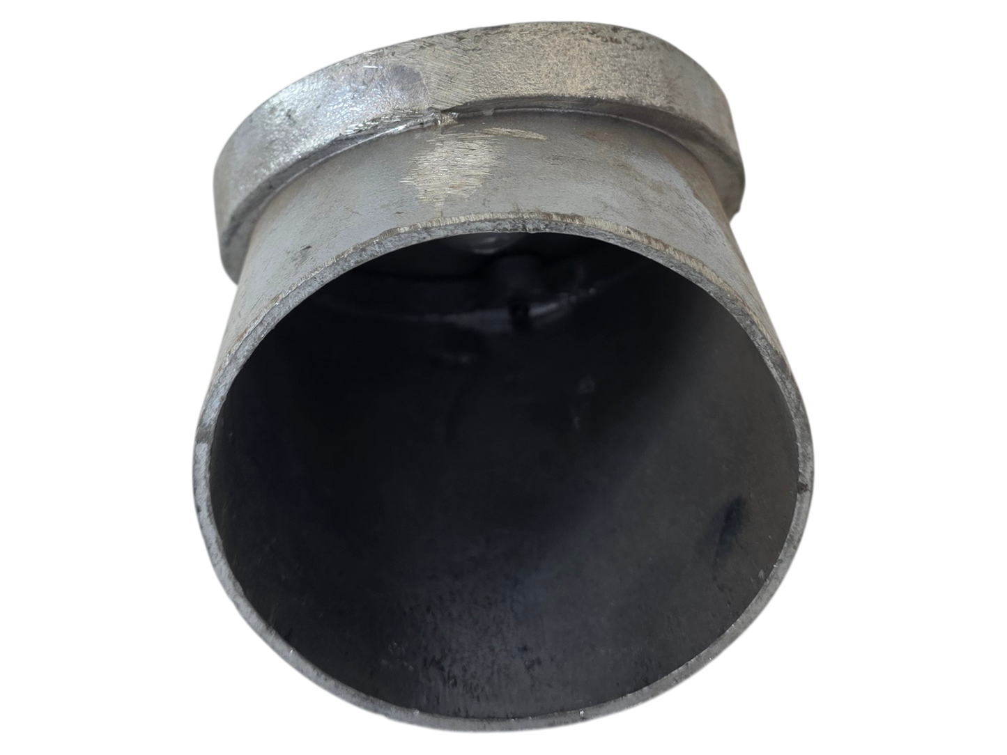 A metal pipe fitting or connector with a flanged end, shown against a plain white background.