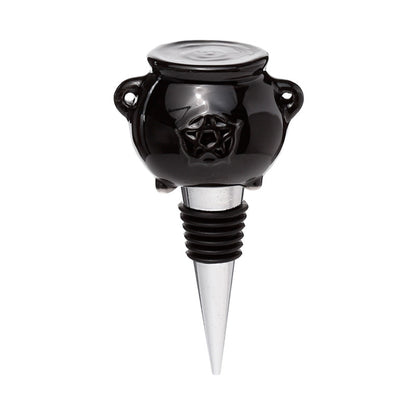 Black decorative wine bottle stopper on a white background