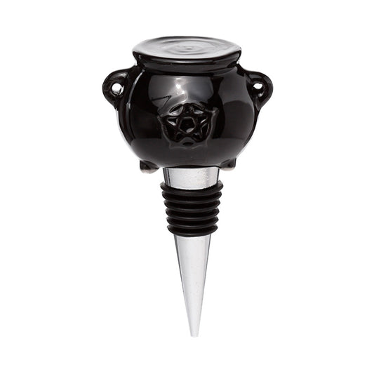 Black decorative wine bottle stopper on a white background