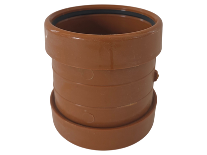 A terracotta-colored plastic or clay pot with a flared rim and a black rubber gasket visible inside the opening, isolated on a white background.