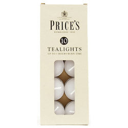 Box of Price's tealights with a clear window showing the candles inside.
