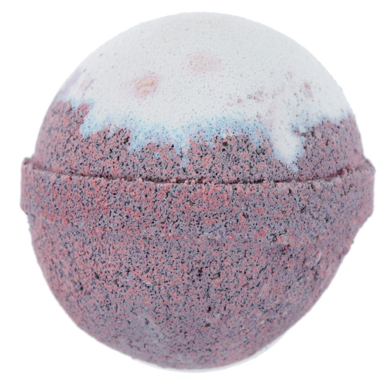 Bath bomb with a multicolored exterior on a white background