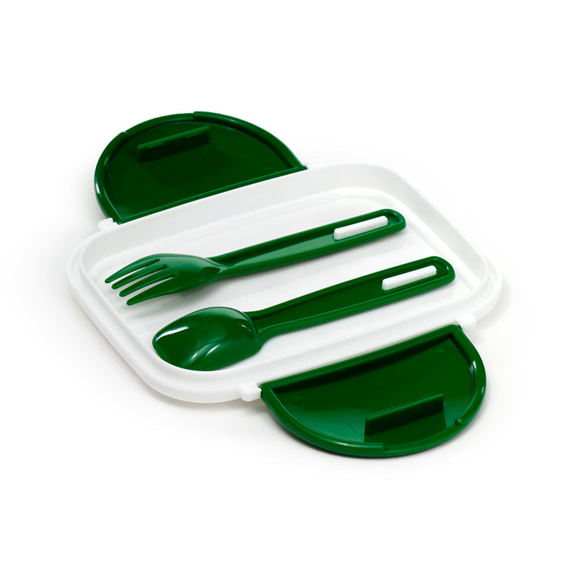 Baker Street Christmas Red and Green Clip Lock Bento Lunch Box With Cutlery