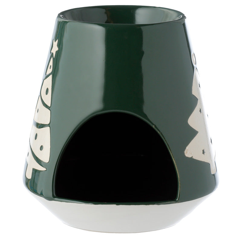 Green ceramic cat house with white paw prints on a white background