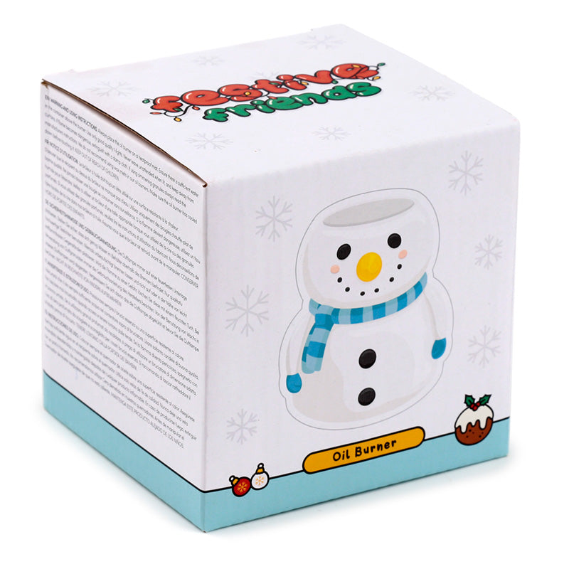 Box with a snowman design and text on a white background