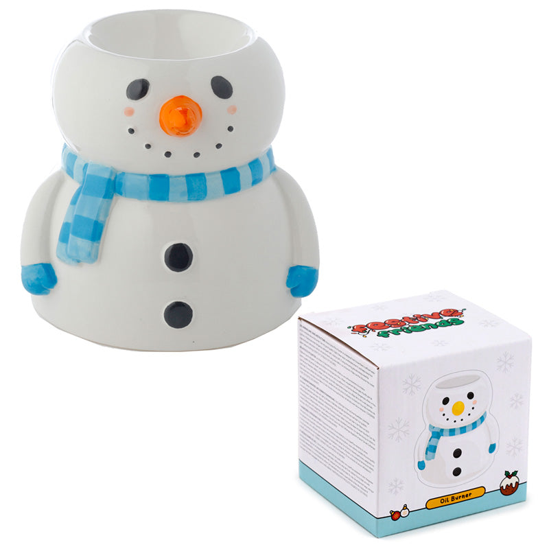 Snowman-shaped container with a box of matches on a white background