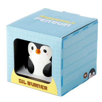 Penguin oil burner in a blue box packaging with window