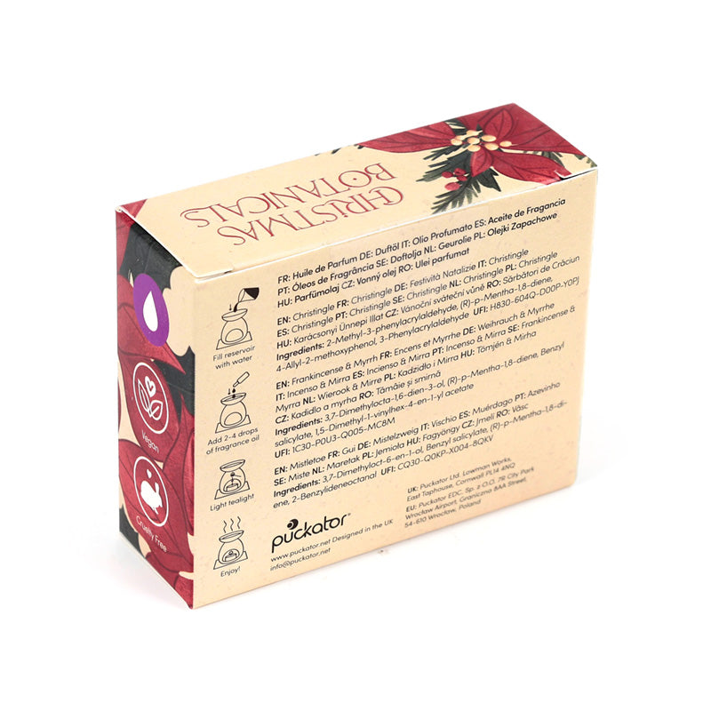 Rear of a Christmas Botanicals box on a white background