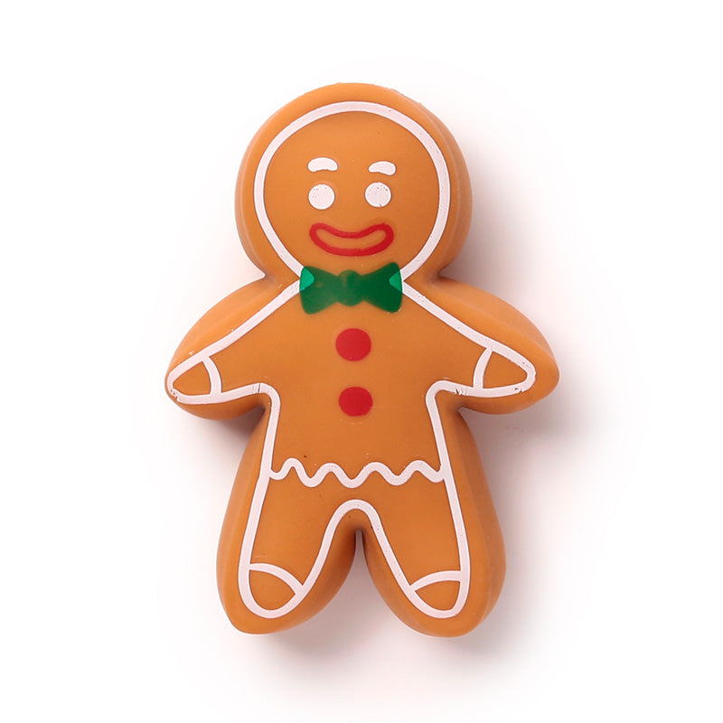 Stretchy gingerbread toy on a white background
