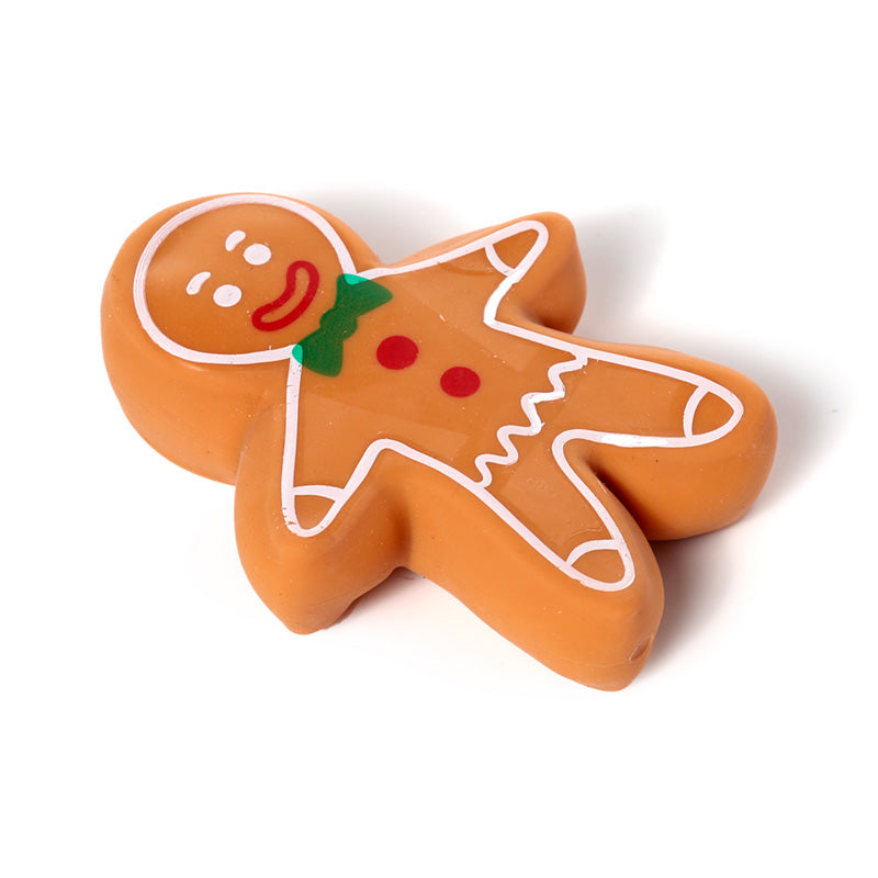 Stretchy gingerbread toy on a white background