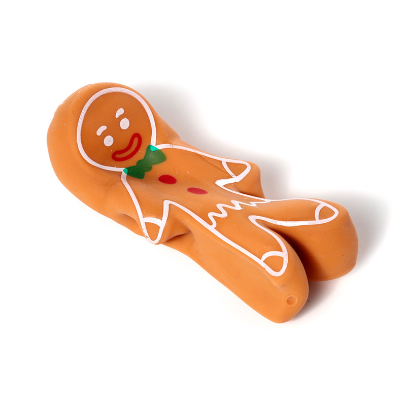 Stretchy gingerbread toy on a white background