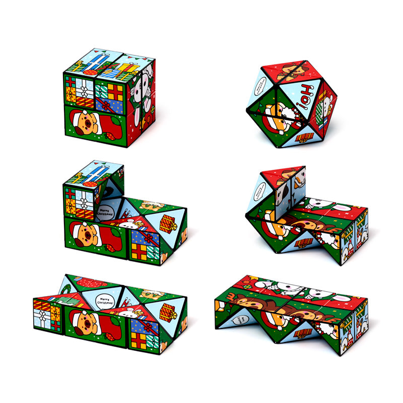 Set of colorful geometric puzzle pieces on a white background