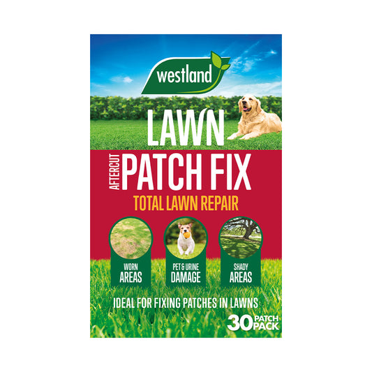 Westland Lawn Patch Fix packaging with a dog on a grassy field