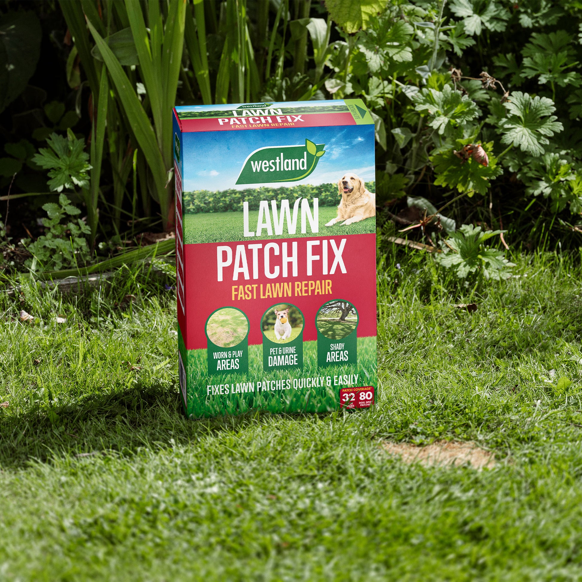 Westland Lawn Patch Fix packaging on a grassy background