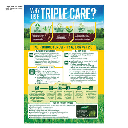 Back of a box of Westland Triple Care 80sqm on a white background
