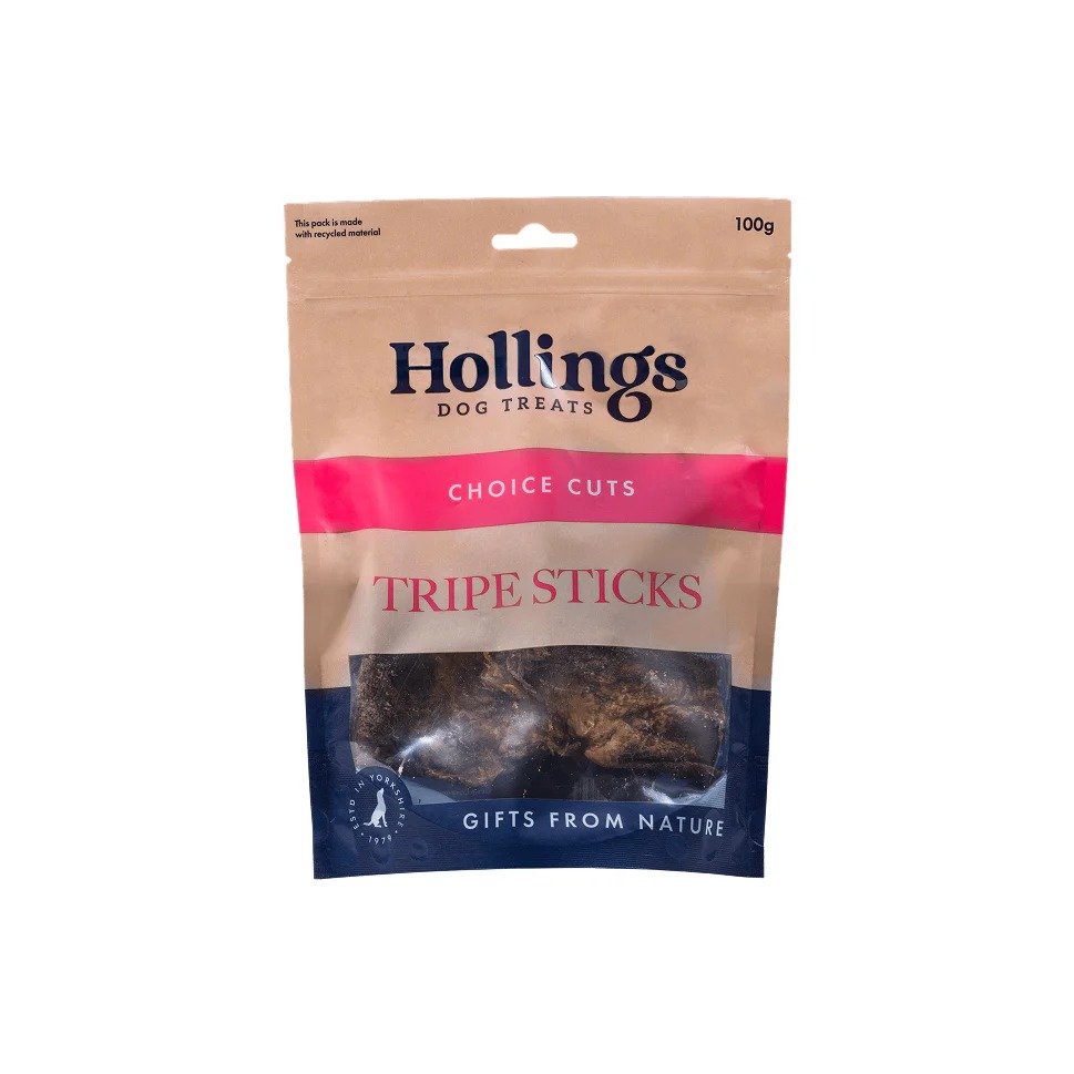 Hollings Tripe Sticks 100g on a white background
