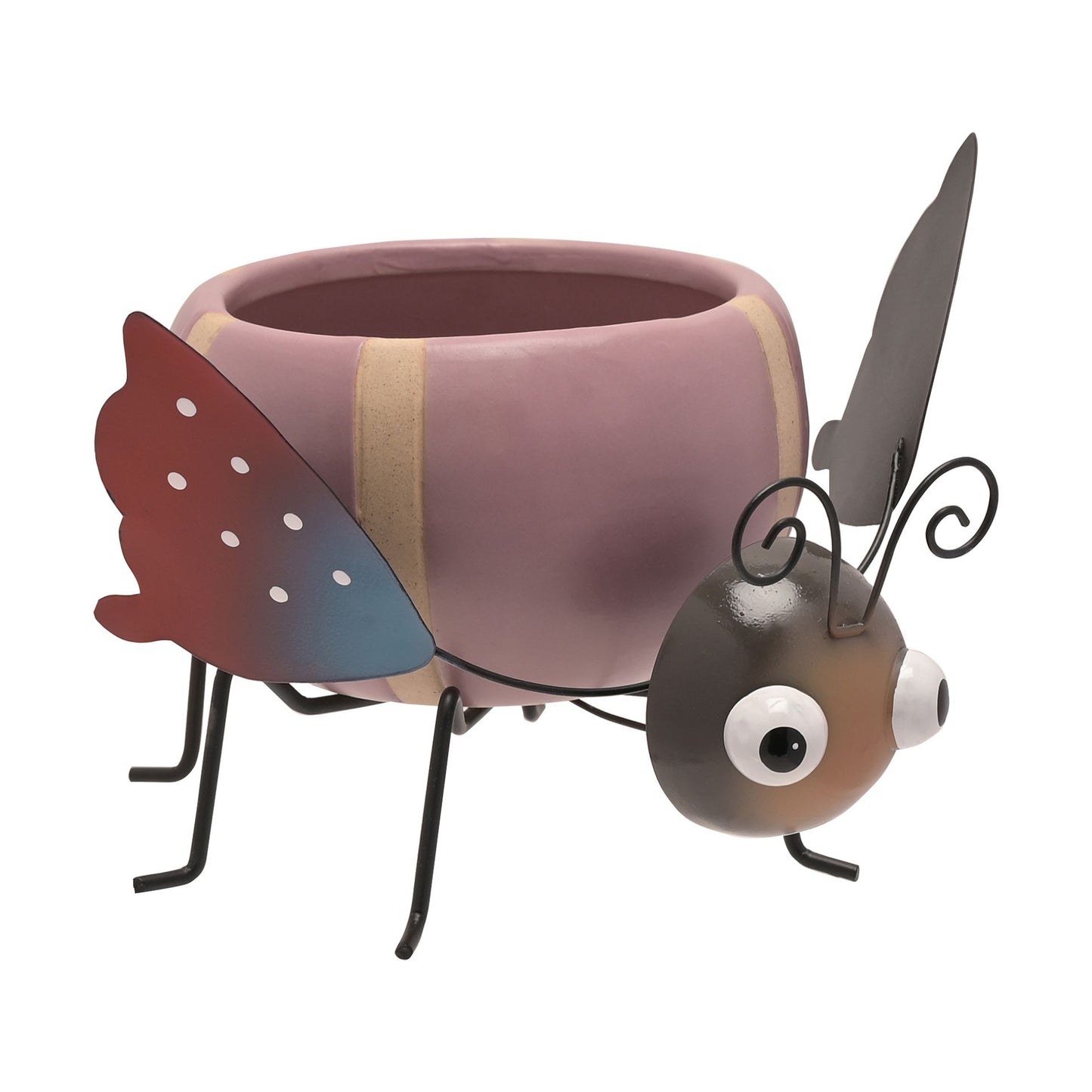 Ceramic planter shaped like a butterfly on a white background