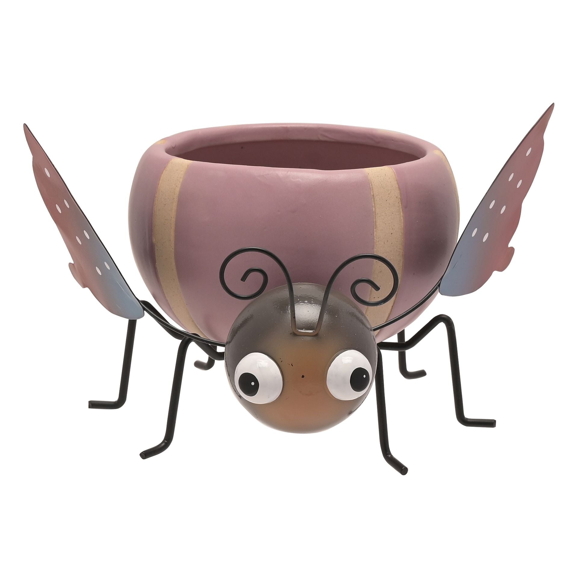 Ceramic planter shaped like a butterfly on a white background