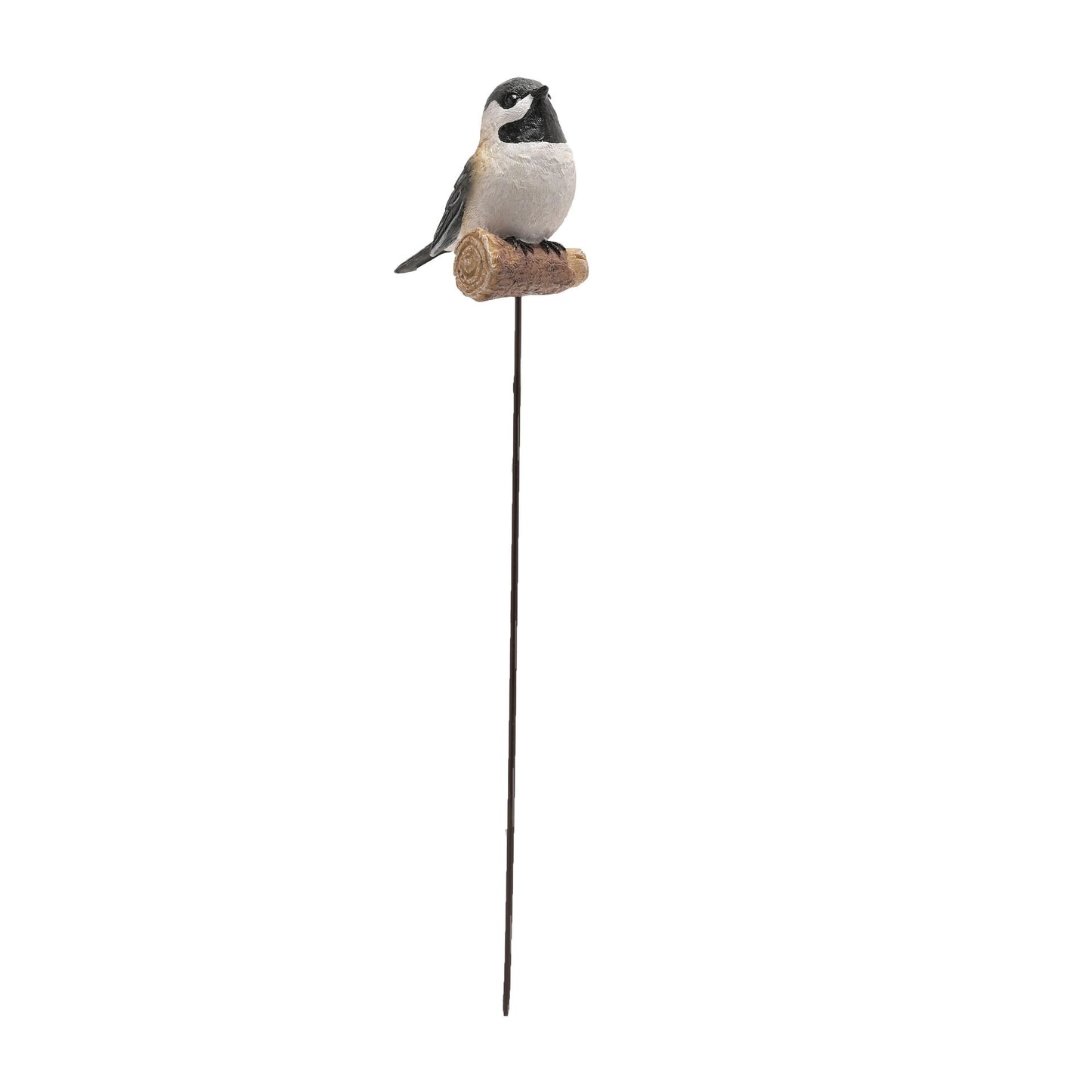 Decorative bird figurine on a stick with a white background