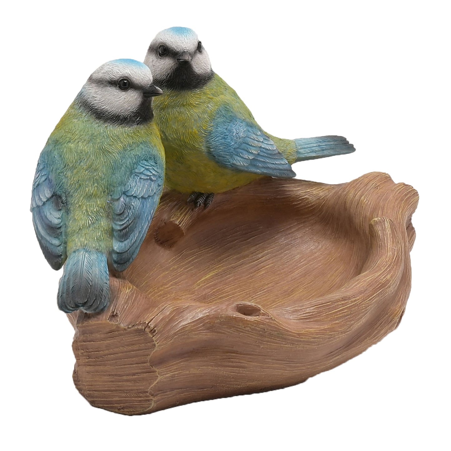 Decorative figurine of two birds on a branch with a white background
