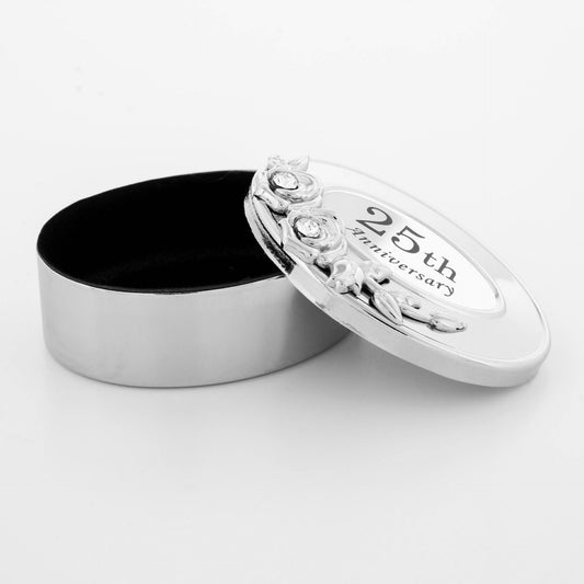Crystocraft Oval Keepsake Box - 25th Anniversary