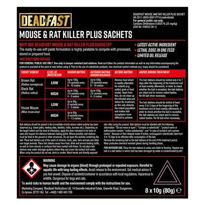 Deadfast Mouse and Rat Killer Plus x 8 Sachets
