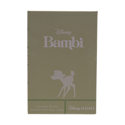 Disney Bambi ceramic planter packaging with silhouette of Bambi on a green background