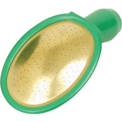 Green and gold garden sprinkler on a white background
