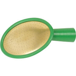 Green and gold object on a white background