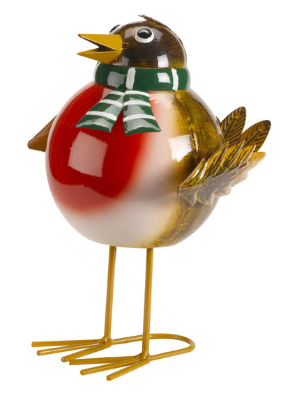 Decorative glass bird figurine with a scarf on a white background