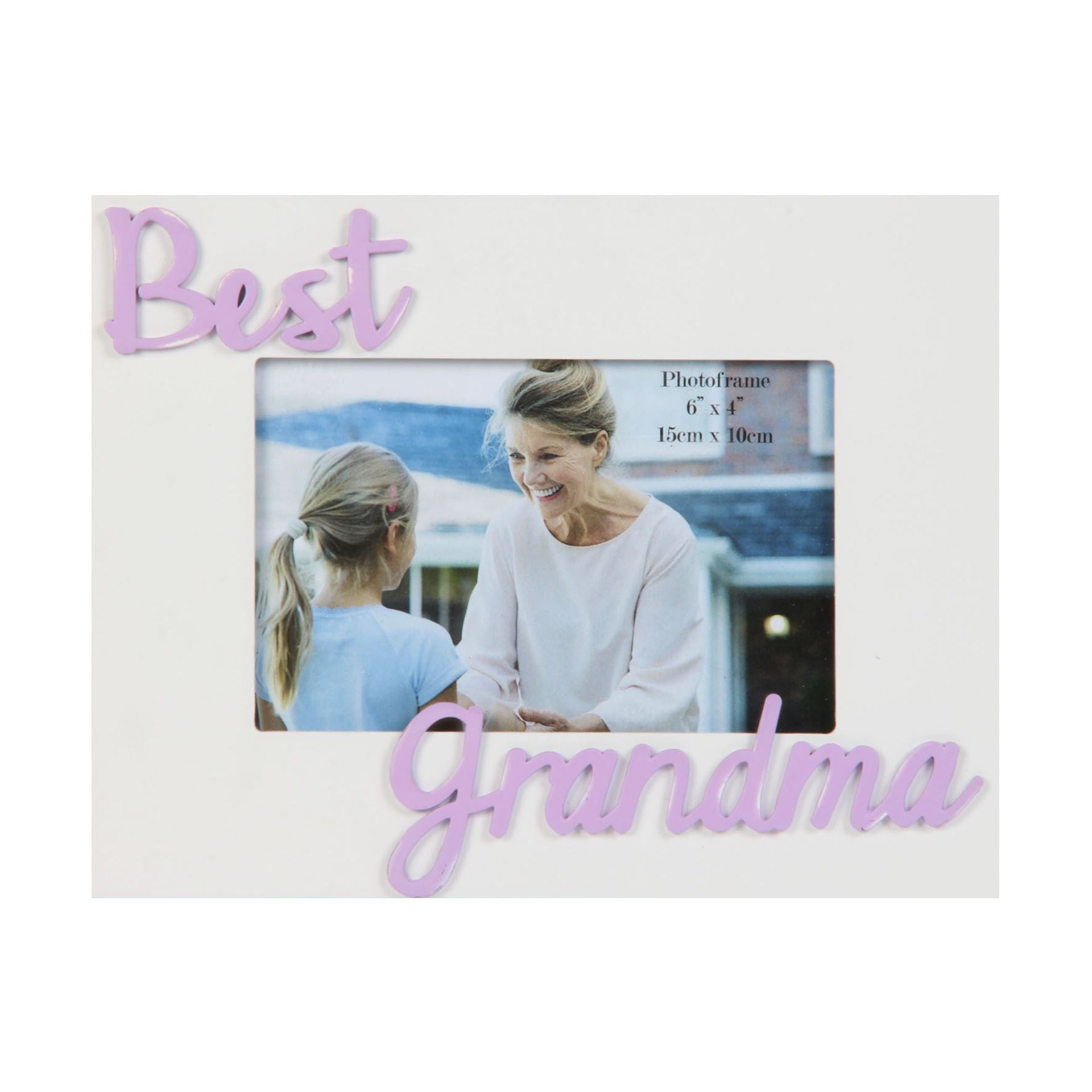Photo frame with 'Best Grandma' text and a photo of two women.